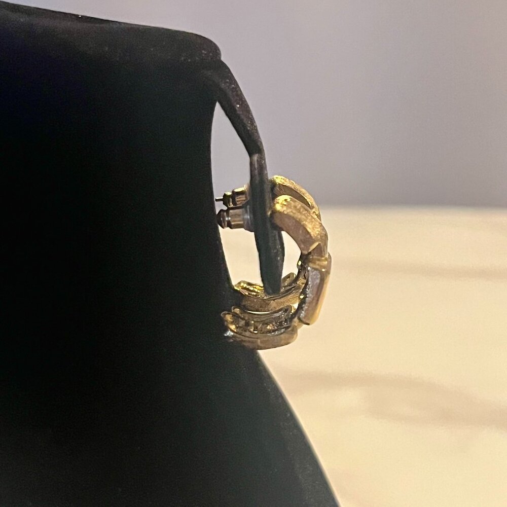 Givenchy Gold-Tone Vintage Logo Earrings + COA - Picture 9 of 12